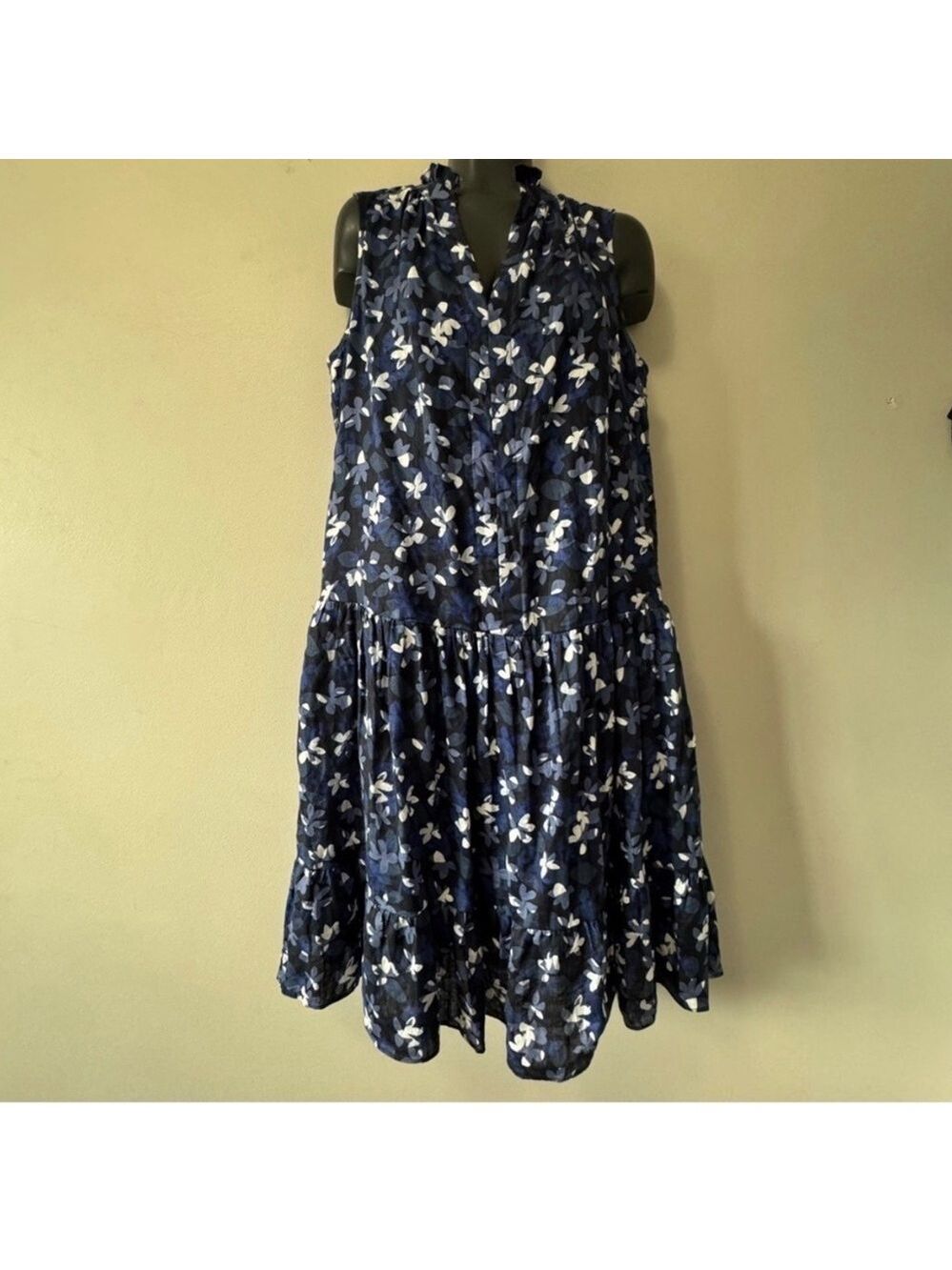 Hudson North linen summer dress Navy Floral Midi Dress medium